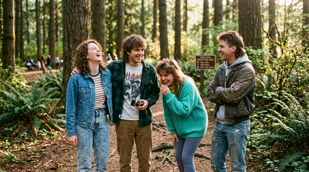 1980s forest park friends laughing together